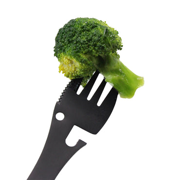 **NET**Table Spoon Fork Multitool Portable Can Or Bottle Opener Multi Tool Cutlery Spork Camping Picnic Utensil Stainless Steel