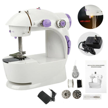 Portable Mini Sewing Machine with LED Light and foot pedal(ALW), for teens - White - Karout Online -Karout Online Shopping In lebanon - Karout Express Delivery