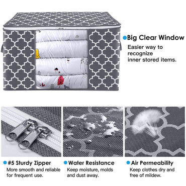 Clothes Storage Organizer Reinforced Handle Clear Window