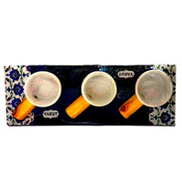 Yakut Wooden Handle porcelain Round Serving Bowl Set of  3 pcs - Karout Online -Karout Online Shopping In lebanon - Karout Express Delivery