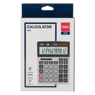 Deli E1671 Calculator Metal - 12 digits - Karout Online -Karout Online Shopping In lebanon - Karout Express Delivery