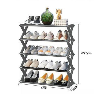 5Layers Simple X-Shaped Multi-Layer Dustproof Shoe Rack, DIY Assembly Shoe Cabinet, Multi-Purpose Storage Rack, Dormitory Shoe Rack / 81462/ YH8809-5