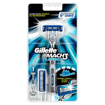Gillette Mach3 Turbo Men’s Razor Handle & 2 Refill - Karout Online -Karout Online Shopping In lebanon - Karout Express Delivery
