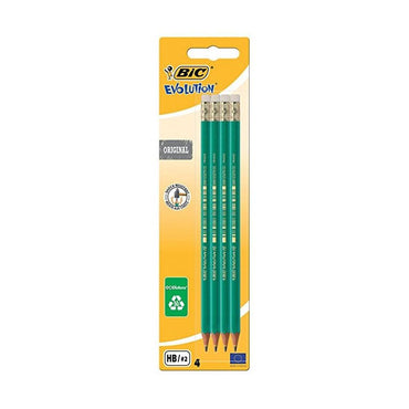 BIC Evolution Pencil HB With Eraser 4 Pcs - Karout Online -Karout Online Shopping In lebanon - Karout Express Delivery