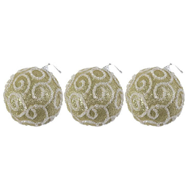 Christmas Gold 8 cm Balls Tree Decoration Set (3 Pcs) - Karout Online -Karout Online Shopping In lebanon - Karout Express Delivery