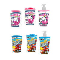 Herevin Patterned Glass Toothbrush Liquid Soap Dispenser Bathroom Set - Karout Online -Karout Online Shopping In lebanon - Karout Express Delivery