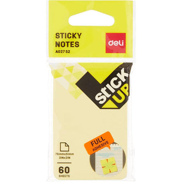 Deli EA02752 Full Adhesive Sticky Notes, 76 x 51mm 60 Sheets - Karout Online -Karout Online Shopping In lebanon - Karout Express Delivery
