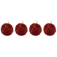 Christmas Sprinkle Red Balls 6 cm Tree Decoration Set (4 Pcs) - Karout Online -Karout Online Shopping In lebanon - Karout Express Delivery