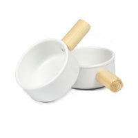 Yakut Wooden Handle porcelain Round Serving Bowl Set of  2 pcs - Karout Online -Karout Online Shopping In lebanon - Karout Express Delivery