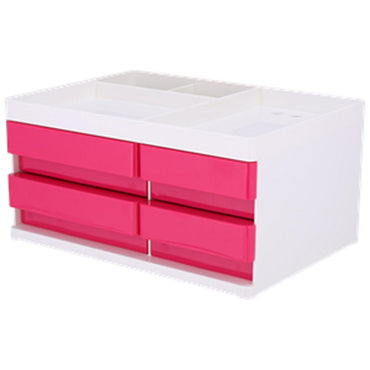 Deli EZ25040  4 Compartments & 4 Drawers Multipurpose Desktop Organizer pink - Karout Online -Karout Online Shopping In lebanon - Karout Express Delivery