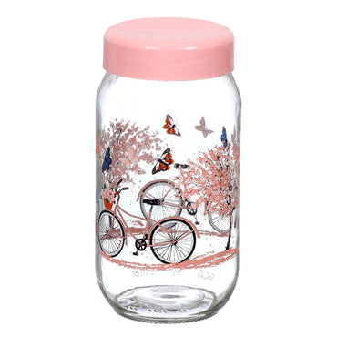 Glass Jar Pink with Lid / Large size / EW-03 - Karout Online -Karout Online Shopping In lebanon - Karout Express Delivery