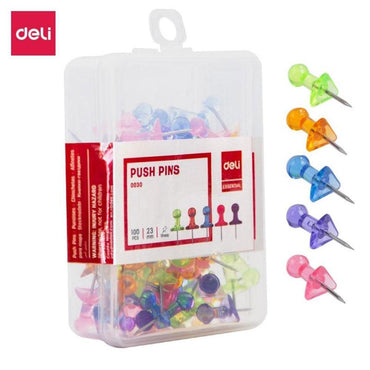 Deli E0030  Transparent Push Pins 23mm - Karout Online -Karout Online Shopping In lebanon - Karout Express Delivery