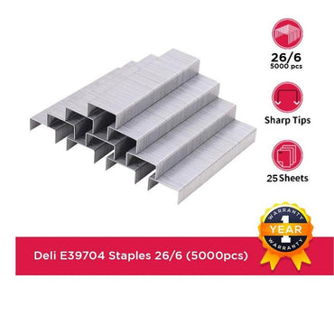 Deli E39704 STAPLES 26/6 silver 5000 pcs - Karout Online -Karout Online Shopping In lebanon - Karout Express Delivery