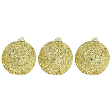Christmas Glittered Gold Balls Tree Decoration Set (3 Pcs) - Karout Online -Karout Online Shopping In lebanon - Karout Express Delivery