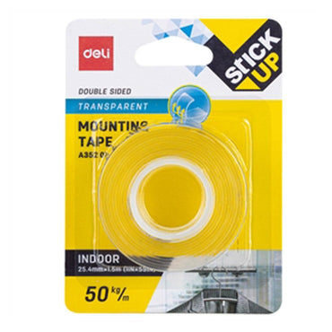 Deli A35201 Clear Mounting Tape 25mm x 1.5m - Karout Online -Karout Online Shopping In lebanon - Karout Express Delivery