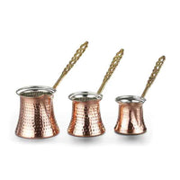 Handmade Traditional Copper Turkish Coffee Maker Coffee-Pot 3 Piece Set - Karout Online -Karout Online Shopping In lebanon - Karout Express Delivery