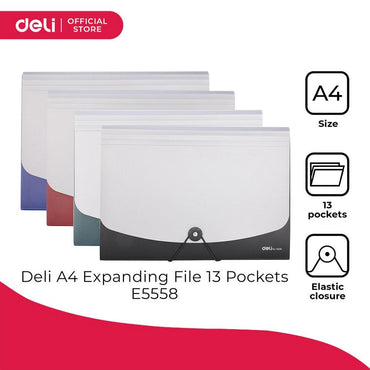 DELI E5558 Expanding File A4 -13 Pockets - Karout Online -Karout Online Shopping In lebanon - Karout Express Delivery