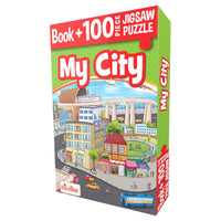 Busybee Book + Jigsaw Puzzle 100pcs My City - Karout Online -Karout Online Shopping In lebanon - Karout Express Delivery