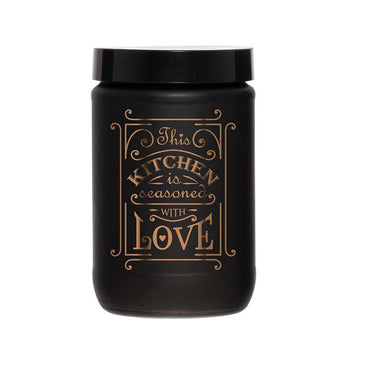 Herevin Decorated Black Matte Jar  / 660ml - Karout Online -Karout Online Shopping In lebanon - Karout Express Delivery