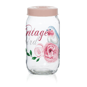 Herevin Decorated Jar - Vintage Birds / 1000ml - Karout Online -Karout Online Shopping In lebanon - Karout Express Delivery