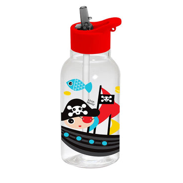 Herevin Decorated Water Bottle with Straw - Pirate - Karout Online -Karout Online Shopping In lebanon - Karout Express Delivery