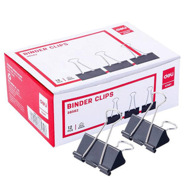 Deli E38562 Black binder clip 41mm 12 pcs - Karout Online -Karout Online Shopping In lebanon - Karout Express Delivery