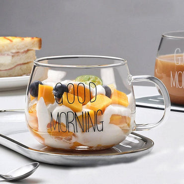 Glass Mug / Good Morning 350 ml  / 22FK025 - Karout Online -Karout Online Shopping In lebanon - Karout Express Delivery