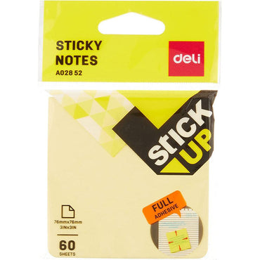 Deli EA02852 Full Adhesive Sticky Notes, 76 x 76mm 60 Sheets - Karout Online -Karout Online Shopping In lebanon - Karout Express Delivery