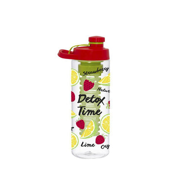 Herevin Water Bottle with Fruit Infuser - Strawberry Detox time / 650ml - Karout Online -Karout Online Shopping In lebanon - Karout Express Delivery