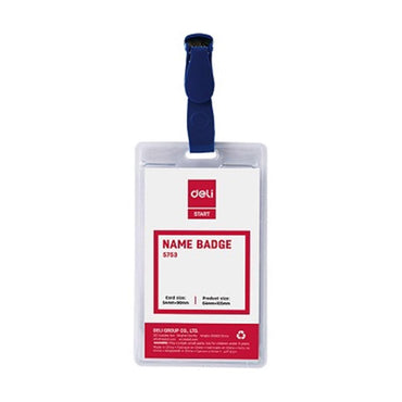 Deli E5753 Name Card Holder With Clip  90 x 54 mm Box 50 pcs - Karout Online -Karout Online Shopping In lebanon - Karout Express Delivery