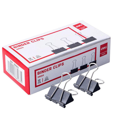 Deli E38563 Black binder clip 32 mm 12 pcs - Karout Online -Karout Online Shopping In lebanon - Karout Express Delivery