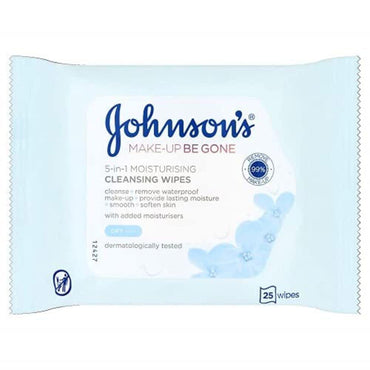 JOHNSONS Makeup Be Gone 5 in1 Moisturising Cleansing Wipes 25 Pcs - Karout Online -Karout Online Shopping In lebanon - Karout Express Delivery