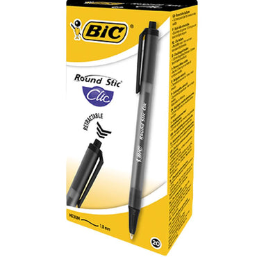 Bic Round Stic Clic Black Ballpoint Pen - Karout Online -Karout Online Shopping In lebanon - Karout Express Delivery