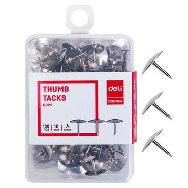 Deli E0022 Thumb Tacks 10 mm 100 pcs 3/8 - Karout Online -Karout Online Shopping In lebanon - Karout Express Delivery