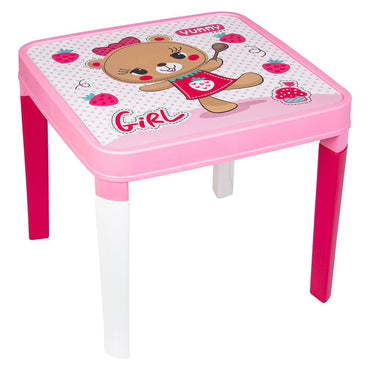 Herevin Decorated Childs Table - Pink Bear - Karout Online -Karout Online Shopping In lebanon - Karout Express Delivery