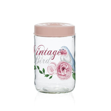 Herevin Decorated Jar - Vintage Birds / 660ml - Karout Online -Karout Online Shopping In lebanon - Karout Express Delivery