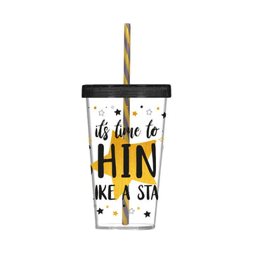 Herevin Tumbler with Straw Decorated - Shine - Karout Online -Karout Online Shopping In lebanon - Karout Express Delivery