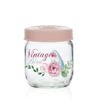 Herevin Decorated Jar - Vintage Bird / 425 ml - Karout Online -Karout Online Shopping In lebanon - Karout Express Delivery