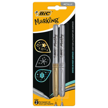 BIC Permanent Marker Gold And Silver 2 pcs - Karout Online -Karout Online Shopping In lebanon - Karout Express Delivery