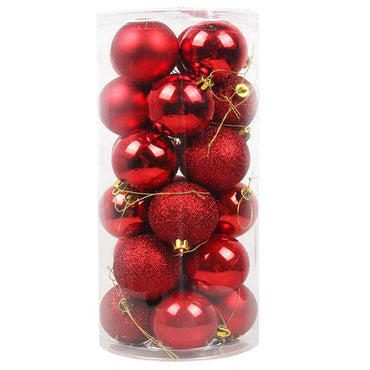 Shop Online Christmas Red Glitter and simple Decoration Balls 6 cm (20 Pcs) /2058 - Karout Online Shopping In lebanon