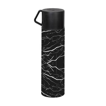 Herevin Decorated Vacuum Flask with Mug - Marble - Karout Online -Karout Online Shopping In lebanon - Karout Express Delivery