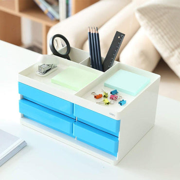 Deli EZ25030  4 Compartments & 4 Drawers Multipurpose Desktop Organizer - Karout Online -Karout Online Shopping In lebanon - Karout Express Delivery