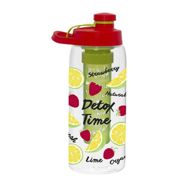 Herevin Water Bottle with Fruit Infuser - Strawberry Detox time / 900ml - Karout Online -Karout Online Shopping In lebanon - Karout Express Delivery