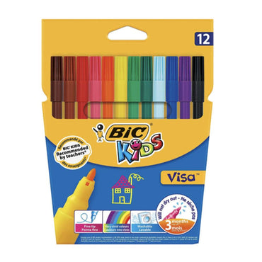 Bic Kids Visa Felt Tip Pens / 12 Color - Karout Online -Karout Online Shopping In lebanon - Karout Express Delivery