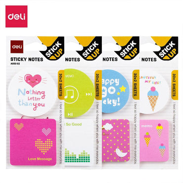 Deli A55302 Strong Adhesive Sticky Notes Fashion Design 30x2 Sheets - Karout Online -Karout Online Shopping In lebanon - Karout Express Delivery