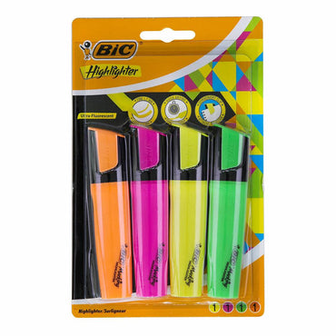 Bic Flat Highlighter Marking Assorted / 4 pieces - Karout Online -Karout Online Shopping In lebanon - Karout Express Delivery