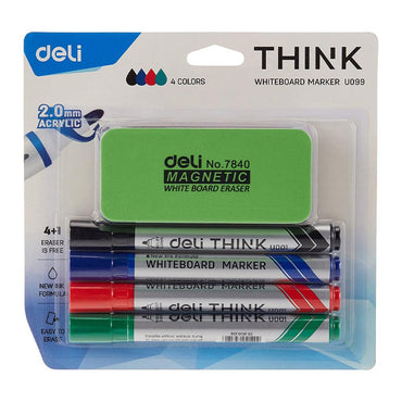 Deli U099 Whiteboard pen Set 4+1 / 5129 - Karout Online -Karout Online Shopping In lebanon - Karout Express Delivery