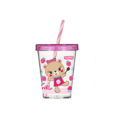 Herevin Tumbler with Straw Decorated Girl - Karout Online -Karout Online Shopping In lebanon - Karout Express Delivery
