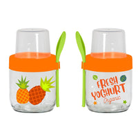 Herevin Decorated Yoghurt Jar with Spoon - Karout Online -Karout Online Shopping In lebanon - Karout Express Delivery