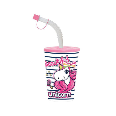 Herevin Tumbler with Bendy Straw - Unicorn - Karout Online -Karout Online Shopping In lebanon - Karout Express Delivery